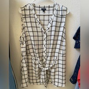 Peplum Georgette Button-Front Tie-Front Blouse